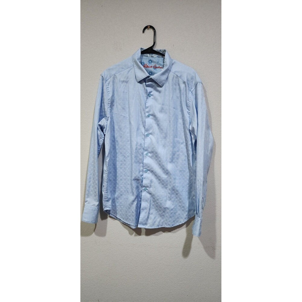 Robert Graham Classic Fit XL Men’s  Long Sleeve Shirt Flip Cuff  Blue Geometric